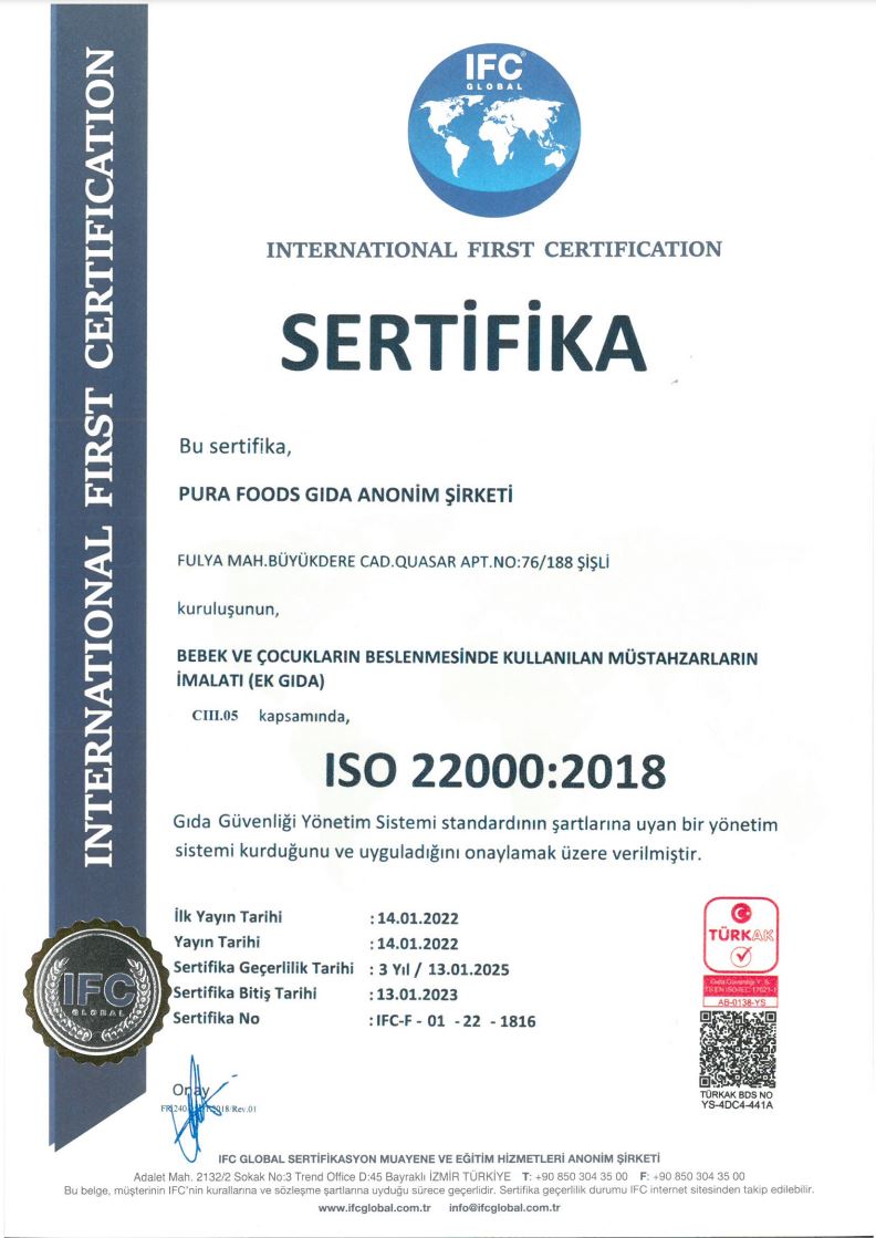 ISO 22000 Sertifikası
