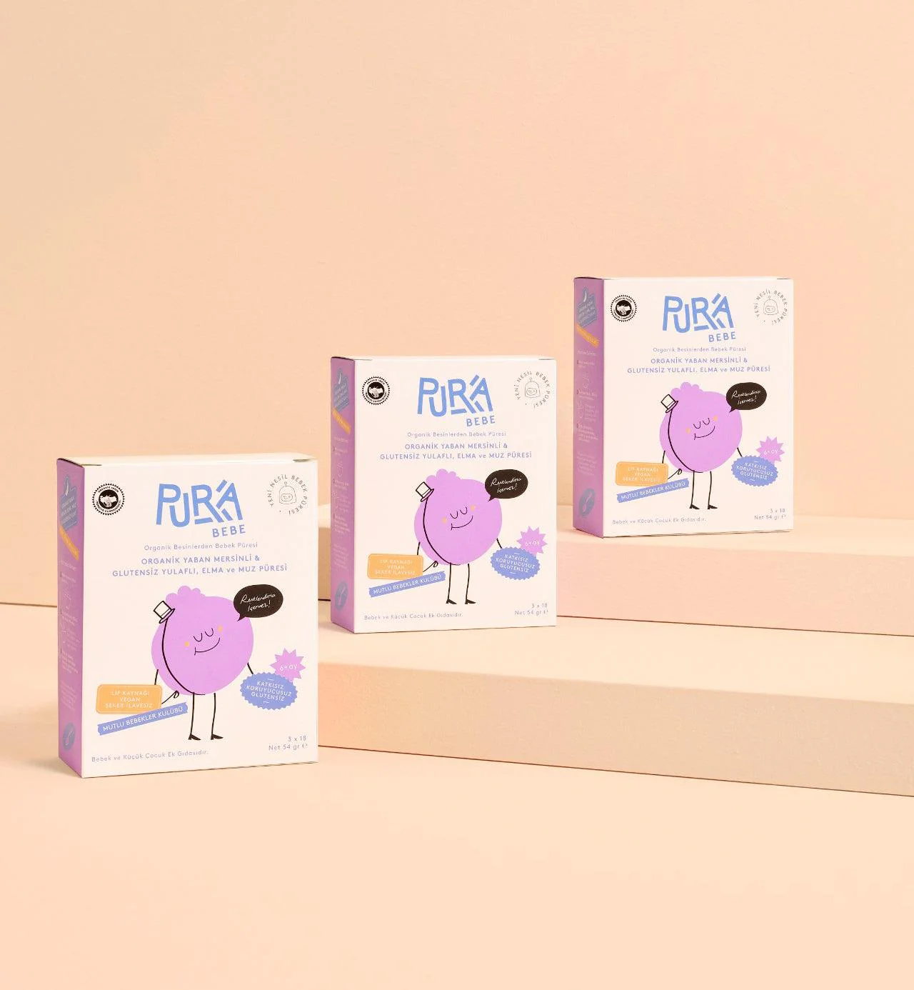 Pura Bebe Organik Yaban Mersinli Elma & Muz Püresi (9 Porsiyon)